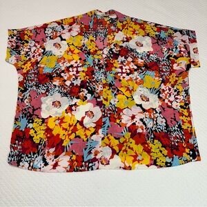 JODIFL Colorful V-Neck Blouse Sz L